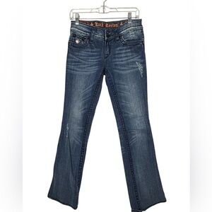 Rock Revival Jen Bootcut Women’s MidRise Blue Denim Jeans Size 28 Western Rodeo